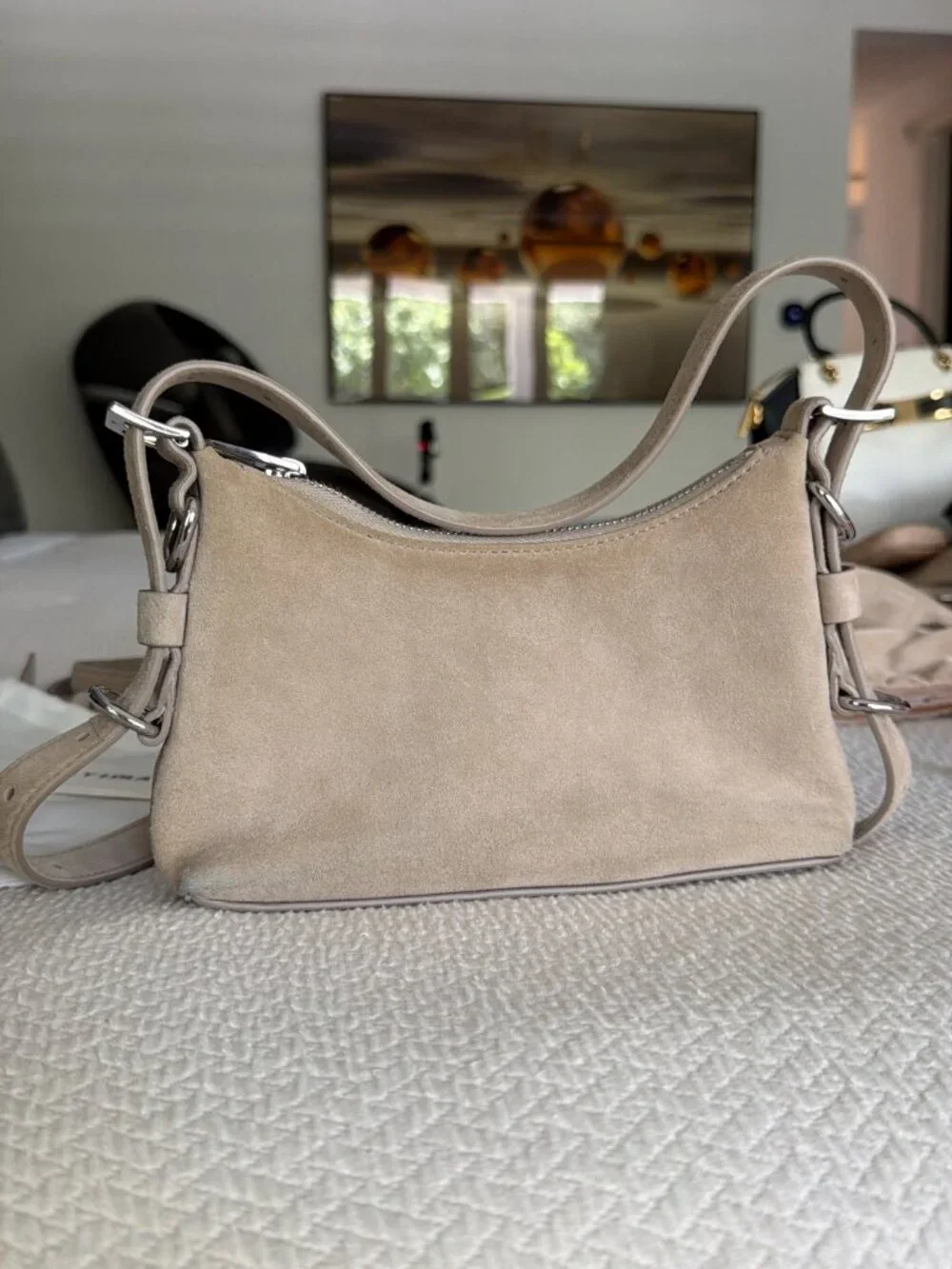Bimba y Lola Embellished Suede Crossbody Bag – Beige/TaupeBeautiful Bimba y Lola
